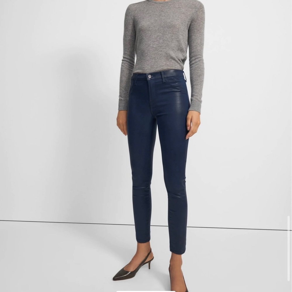 JBrand Alana high rise cropped skinny. Purple. Coated Demim